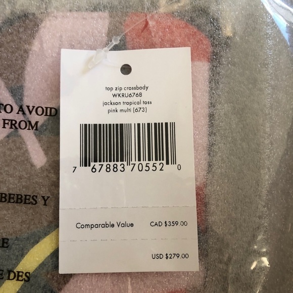 Kate Spade Jackson Tropical Toss Top Zip Crossbody - Picture 8 of 9